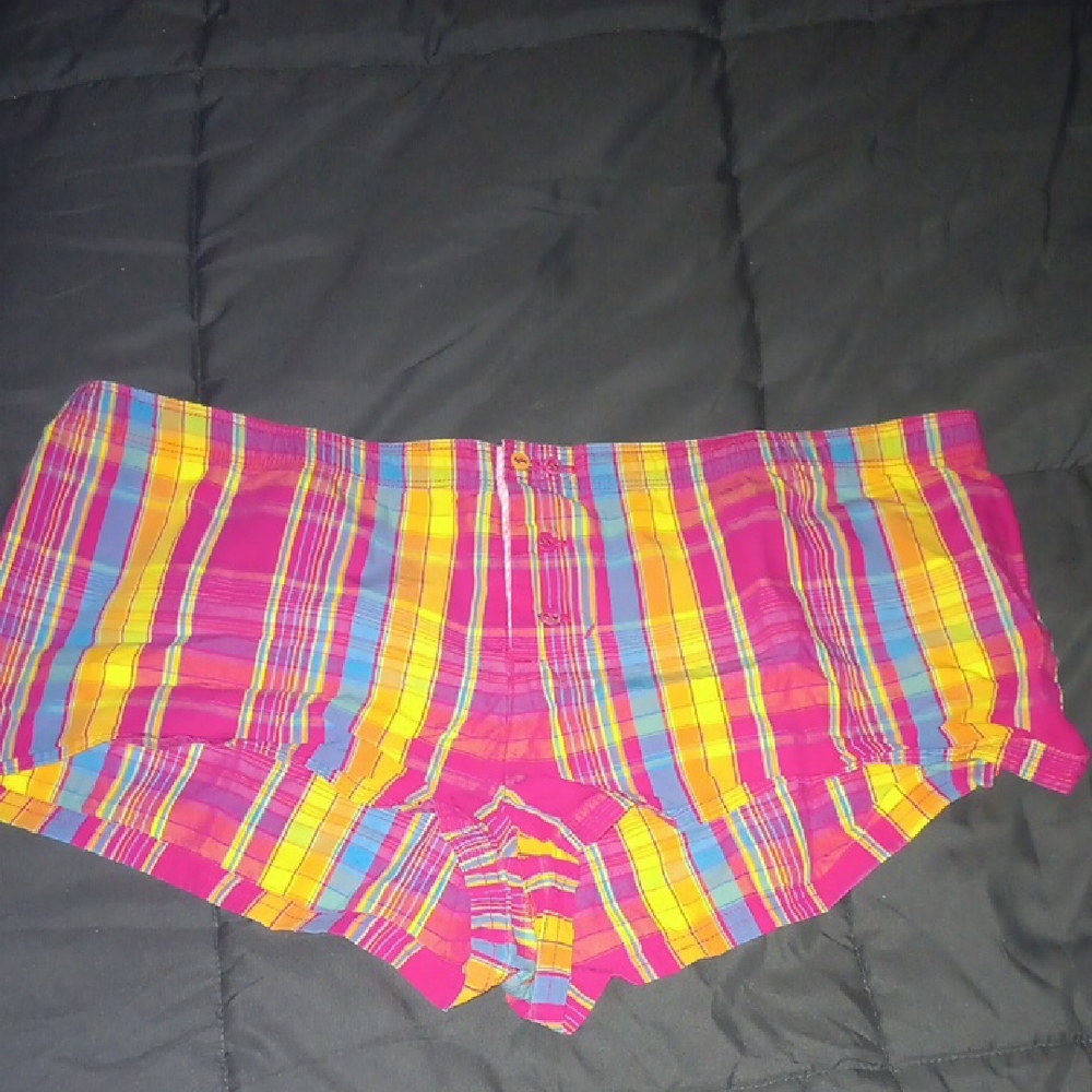 PINK Victoria's Secret Vibrant Plaid Pajama Shorts